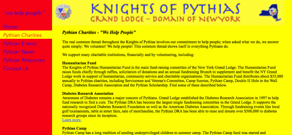 Knight of Pythias website screen shot
