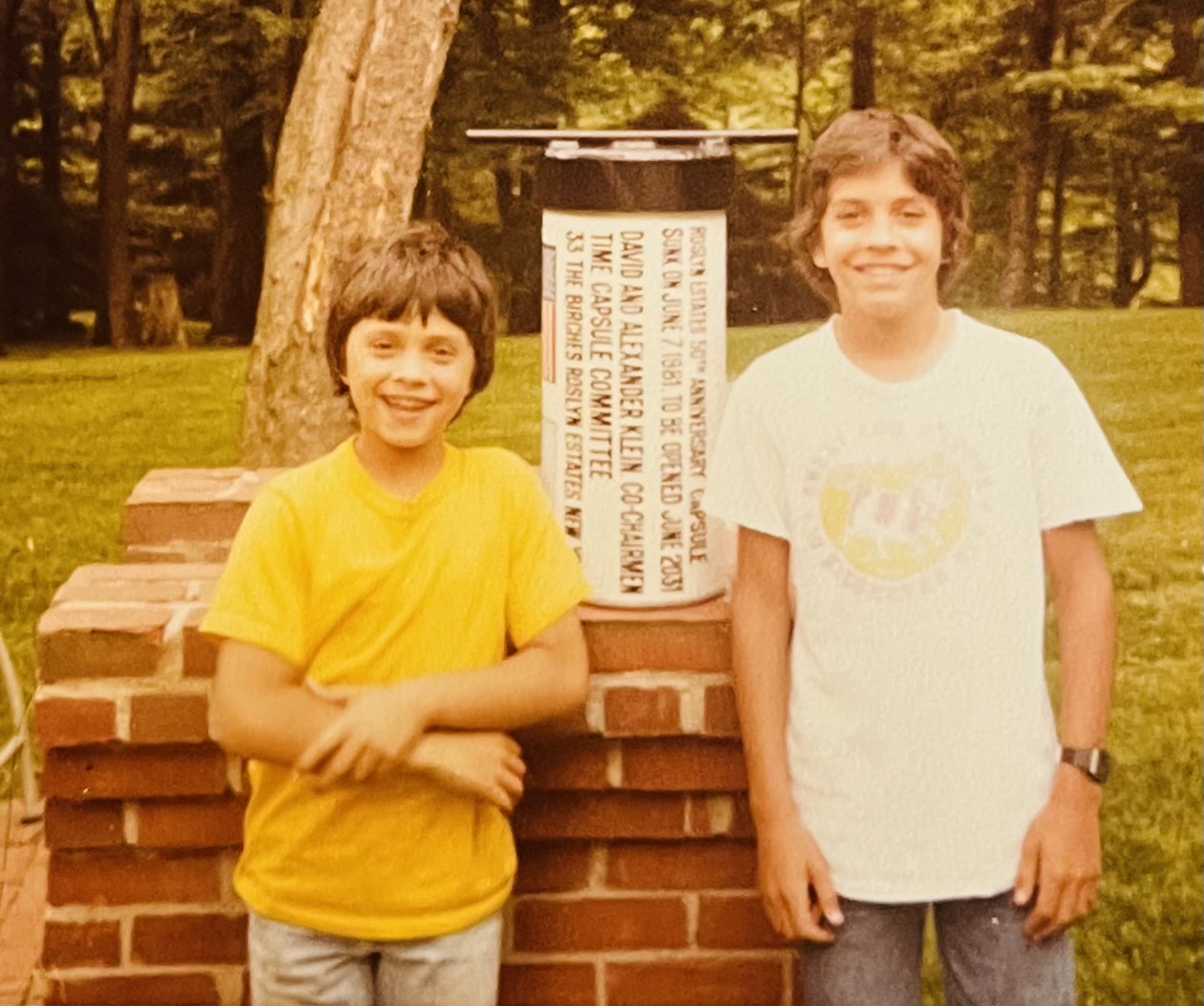 Alex and David with time capsule